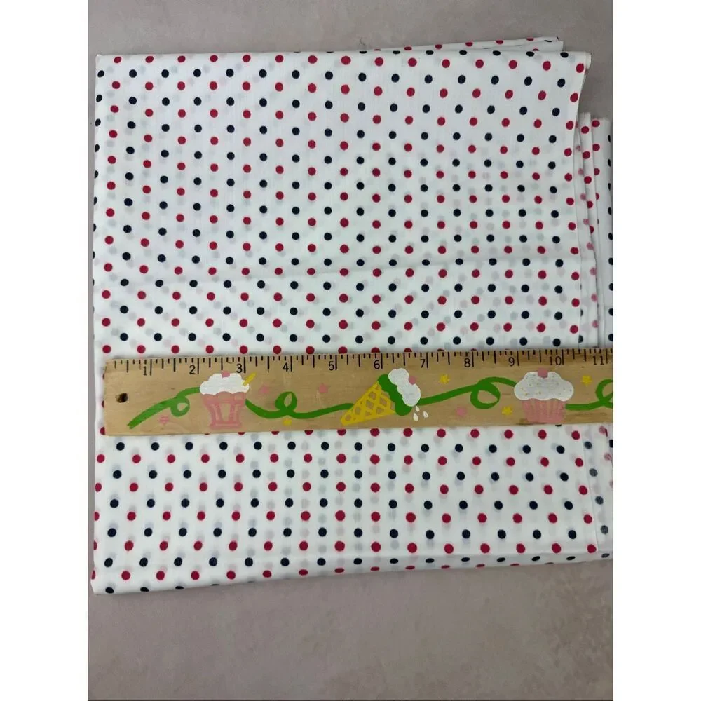 Vintage Fabric Polkadot Navy and Red 45x45” Kitschy